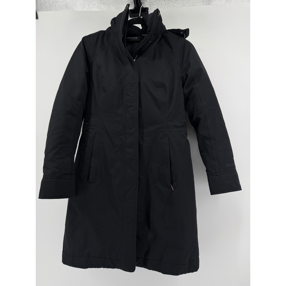 Marmot Montreal Down Coat Women XS Black 700 Fill Power Hooded Puffer Parka